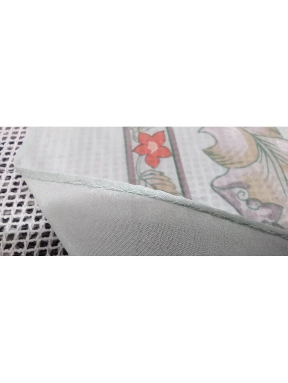Vintage Cacharel Silk Rayon Scarf Bohemian Style Border Floral Mint Green Gray